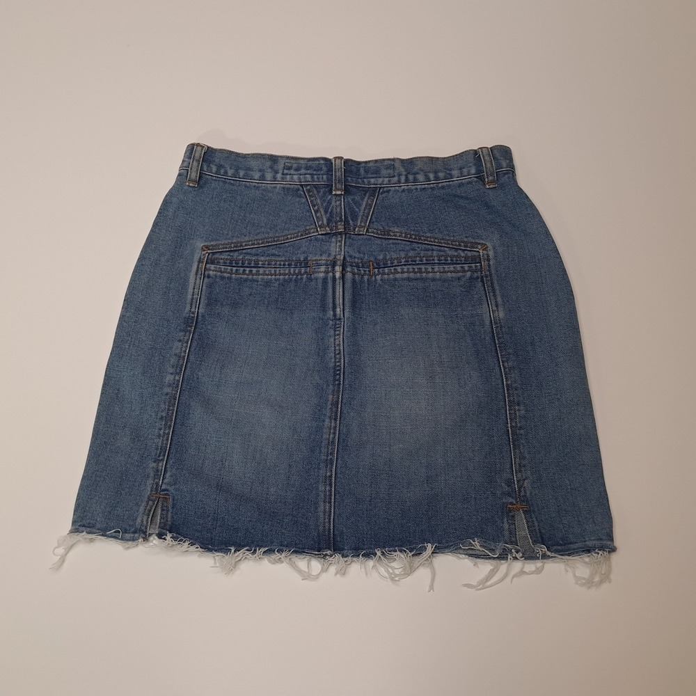 Marithé François Girbaud Denim Mini Skirt Size 30 Raw Hem Vintage - Picture 2 of 5